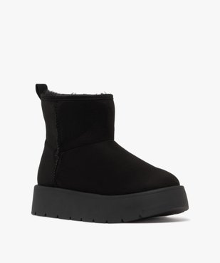 Boots femme fourrées et compensées en suédine  vue2 - 5 MILES - GEMO