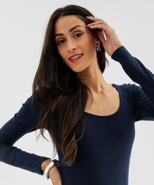 Body en maille côtelée à grand col rond femme vue3 - GEMO(FEMME PAP) - GEMO