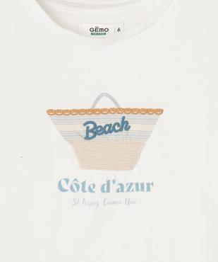 Tee-shirt manches courtes à motif estival en relief fille vue2 - GEMO 4G FILLE - GEMO