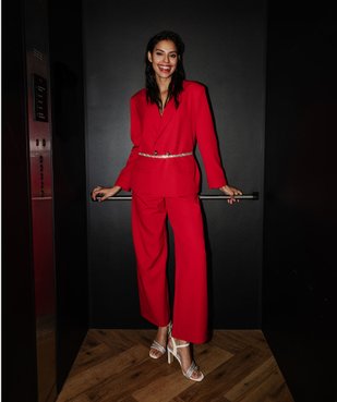 Pantalon de tailleur large en maille extensible femme vue5 - GEMO(FEMME PAP) - GEMO