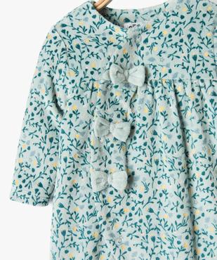 Pyjama en velours à motifs fleuris ouvert devant bébé fille vue2 - GEMO 4G BEBE - GEMO