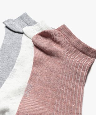 Chaussettes ultra courtes à côtes pailletées femme (lot de 3) vue4 - GEMO(HOMWR FEM) - GEMO