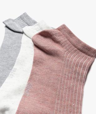 Chaussettes ultra courtes à côtes pailletées femme (lot de 3) vue3 - GEMO(HOMWR FEM) - GEMO