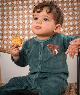 Pyjama dors-bien en velours côtes plates bébé vue1 - GEMO 4G BEBE - GEMO