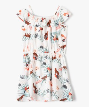 Robe fille motif tropical à épaules dénudées vue1 - GEMO (ENFANT) - GEMO