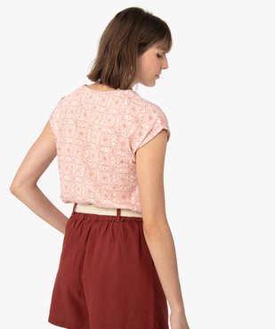 Tee-shirt femme à manches courtes imprimé en maille fine vue3 - GEMO(FEMME PAP) - GEMO