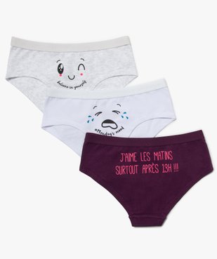 Shorty fille imprimé avec motif humoristique (lot de 3) vue1 - GEMO 4G FILLE - GEMO
