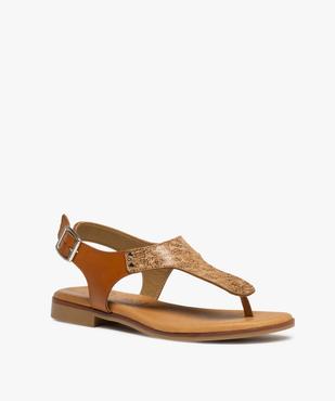 Sandales femme plates à entre-doigts en cuir - Taneo vue2 - TANEO - GEMO