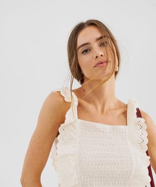Débardeur à smocks et volants en dentelle femme vue2 - GEMO(FEMME PAP) - GEMO