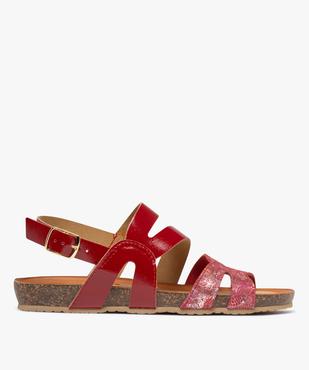 Sandales plates avec brides en cuir scintillantes et vernies femme vue2 - PIU NATURA - GEMO