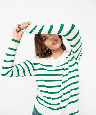 Pull rayé en maille fine avec col rond femme vue1 - GEMO 4G FEMME - GEMO