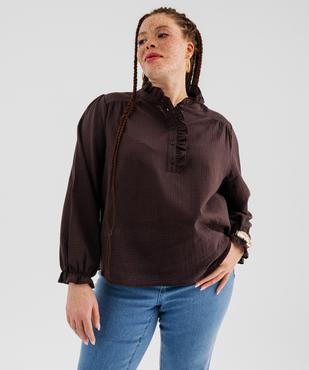 Blouse manches longues avec col victorien à volants femme grande taille vue1 - GEMO (G TAILLE) - GEMO