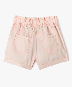 Short en toile taille haute avec ceinture élastique fille vue3 - GEMO 4G FILLE - GEMO