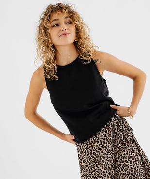 Blouse sans manches unie en viscose et lin femme vue1 - GEMO 4G FEMME - GEMO