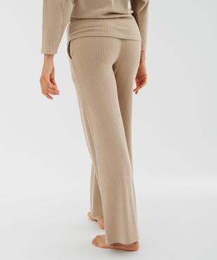 Pantalon de pyjama en maille côtelée extensible à taille élastiquée femme vue4 - GEMO 4G FEMME - GEMO