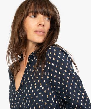 Blouse femme fluide à motifs et col v à boutons vue2 - GEMO(FEMME PAP) - GEMO