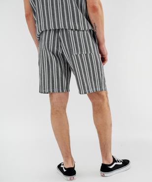 Bermuda rayé en textile de coton tissé homme vue4 - GEMO 4G HOMME - GEMO