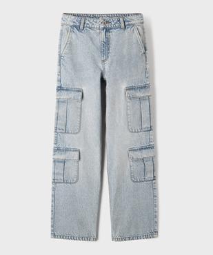 Jean Straight cargo avec taille ajustable fille vue1 - GEMO (JUNIOR) - GEMO