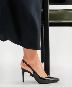 Escarpins sling-back vernis à bout pointu et talon aiguille femme - Valentina Baldano vue1 - VALENTINA BALDA - GEMO
