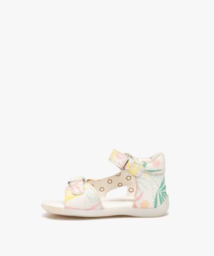 Sandales bébé fille en cuir imprimé coloré avec brides à scratch - Kickers vue3 - KICKERS - GEMO