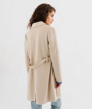 Manteau trench en suédine avec ceinture femme vue3 - GEMO 4G FEMME - GEMO