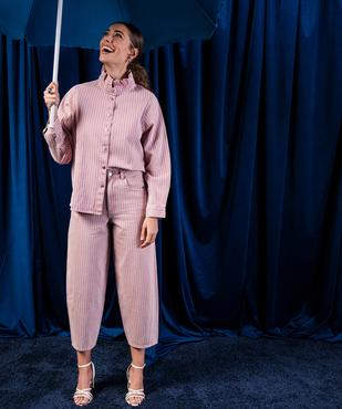 Pantalon barrel à rayures femme vue1 - GEMO 4G FEMME - GEMO