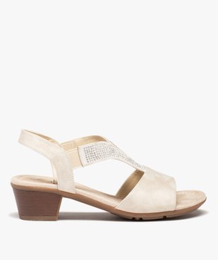 Sandales femme confort à talon et brides élastiques à strass vue1 - GEMO (CONFORT) - GEMO