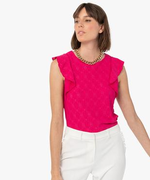 Débardeur femme ajouré avec volants sur les épaules vue1 - GEMO(FEMME PAP) - GEMO