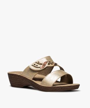 Mules femme confort brides métallisées à scratch vue2 - GEMO (CONFORT) - GEMO