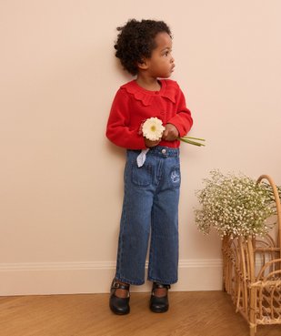 Jean large avec noeud à la taille bébé fille - LuluCastagnette vue5 - LULUCASTAGNETTE - GEMO