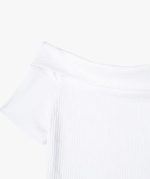 Tee-shirt manches courtes coupe courte et col Bardot fille vue3 - GEMO (JUNIOR) - GEMO