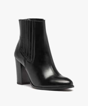 Boots femme à talon style Chelsea dessus cuir uni - Tanéo vue3 - TANEO - GEMO