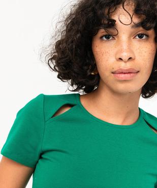 Tee-shirt à manches courtes et col rond coupe courte femme vue2 - GEMO(FEMME PAP) - GEMO