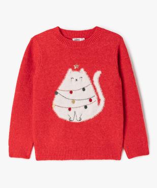 Pull de Noël avec motif chat fille vue1 - GEMO (ENFANT) - GEMO