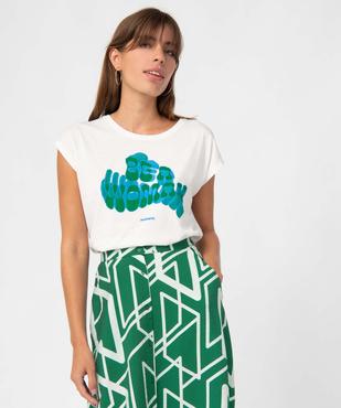Tee-shirt femme loose à manches courtes et motif 70's vue1 - GEMO 4G FEMME - GEMO