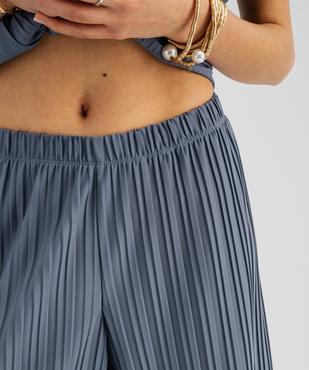 Pantalon large plissé avec taille élastique femme vue4 - GEMO(FEMME PAP) - GEMO