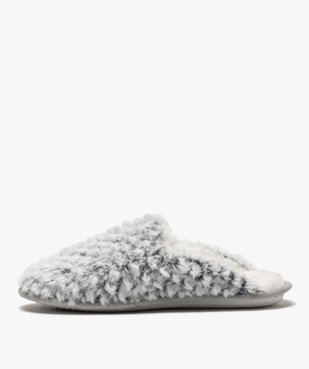 Chaussons femme mules plates en textile peluche vue3 - GEMO(HOMWR FEM) - GEMO