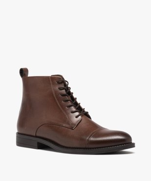 Boots homme dessus en cuir uni à bout surpiqué - Taneo vue2 - TANEO - GEMO