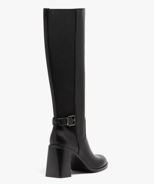 Bottes femmes unies à talon carré évasé avec tige élastique  vue4 - GEMO(URBAIN) - GEMO