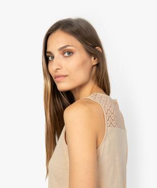 Débardeur femme contenant du coton bio avec épaules en dentelle vue2 - GEMO 4G FEMME - GEMO