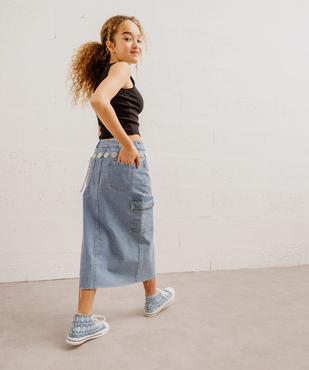 Jupe longue en jean avec poches à rabat fille vue6 - GEMO 4G FILLE - GEMO