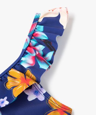 Maillot de bain fille à motifs fleuris avec volant sur le haut vue2 - GEMO (ENFANT) - GEMO