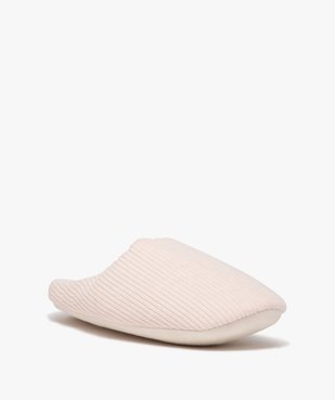Chaussons femme mules en velours côtelé uni vue2 - GEMO(HOMWR FEM) - GEMO
