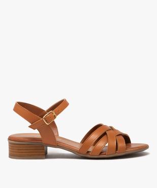 Sandales femme avec brides croisées en cuir uni  vue1 - GEMO (CASUAL) - GEMO