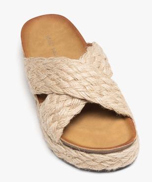 Mules femme unies à talon compensé en corde tressée vue5 - SANS MARQUE - GEMO