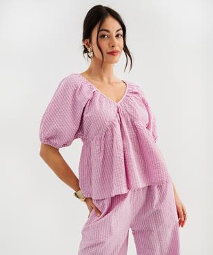 Blouse ample en coton gaufré femme vue1 - GEMO(FEMME PAP) - GEMO