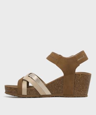 Sandales à talon compensé en suédine et bride scratch femme vue3 - VALENTINA BALDA - GEMO