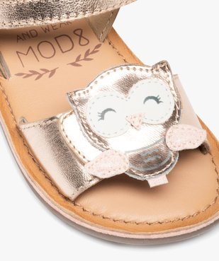 Sandales bébé fille en cuir métallisé à scratch avec hibou fantaisie - MOD8 vue6 - MOD8 - GEMO