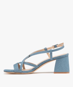 Sandales à brides en toile avec talon flare femme  vue3 - FOLLOW ME - GEMO