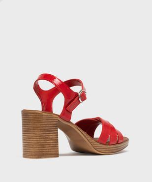 Sandales à talon haut en cuir verni avec brides croisées femme - Tanéo vue4 - TANEO - GEMO